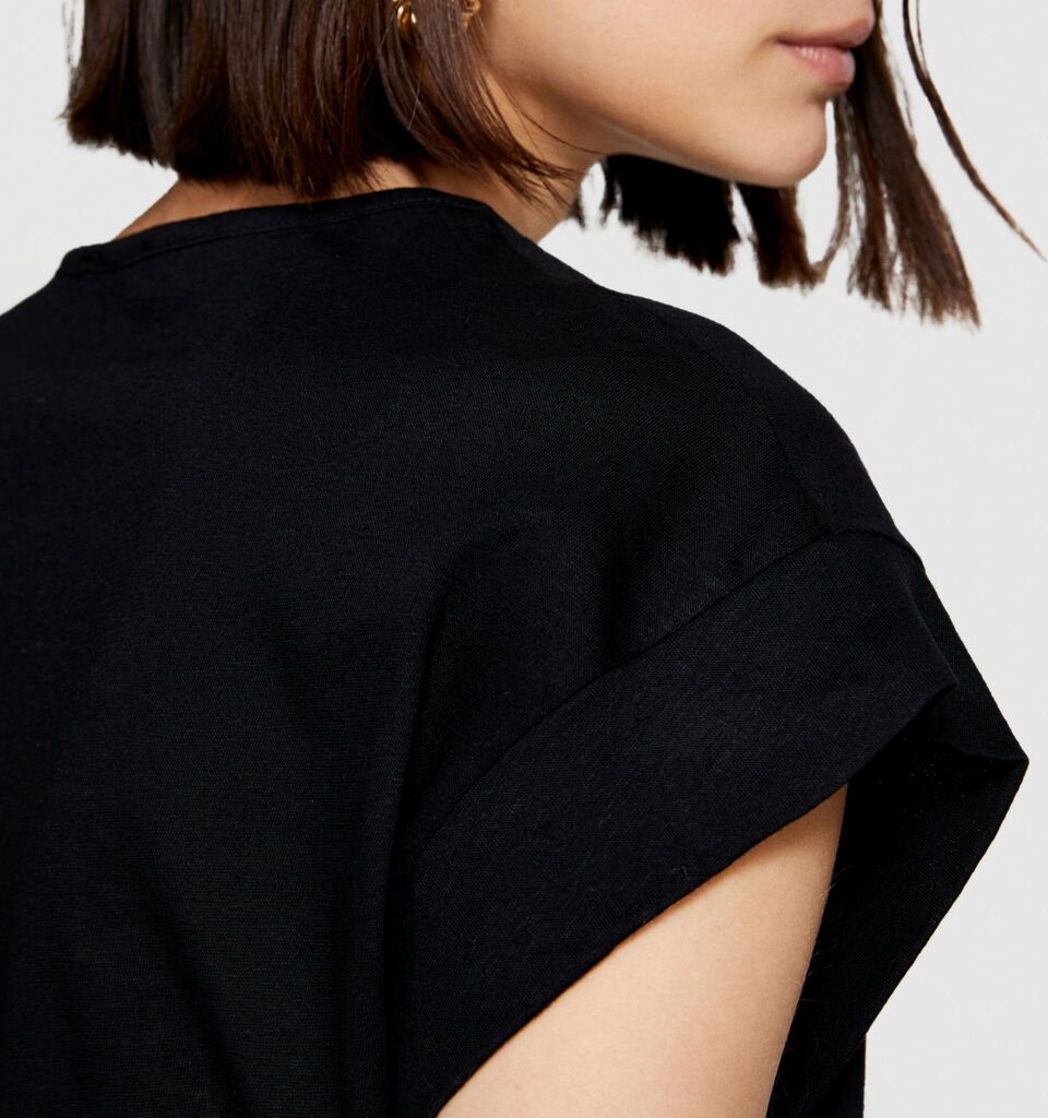 Slub t-shirt - women's short sleeve t-shirts - Black | Sisley image number 5